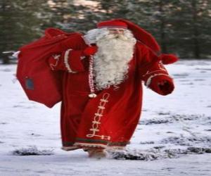 yapboz Noel Baba ormanda Noel hediyeleri büyük taşıma çantası